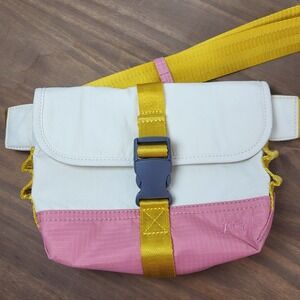 J Crew‎ Montauk Belt Bag Crossbody Cream Yellow Pink Recycled Nylon
